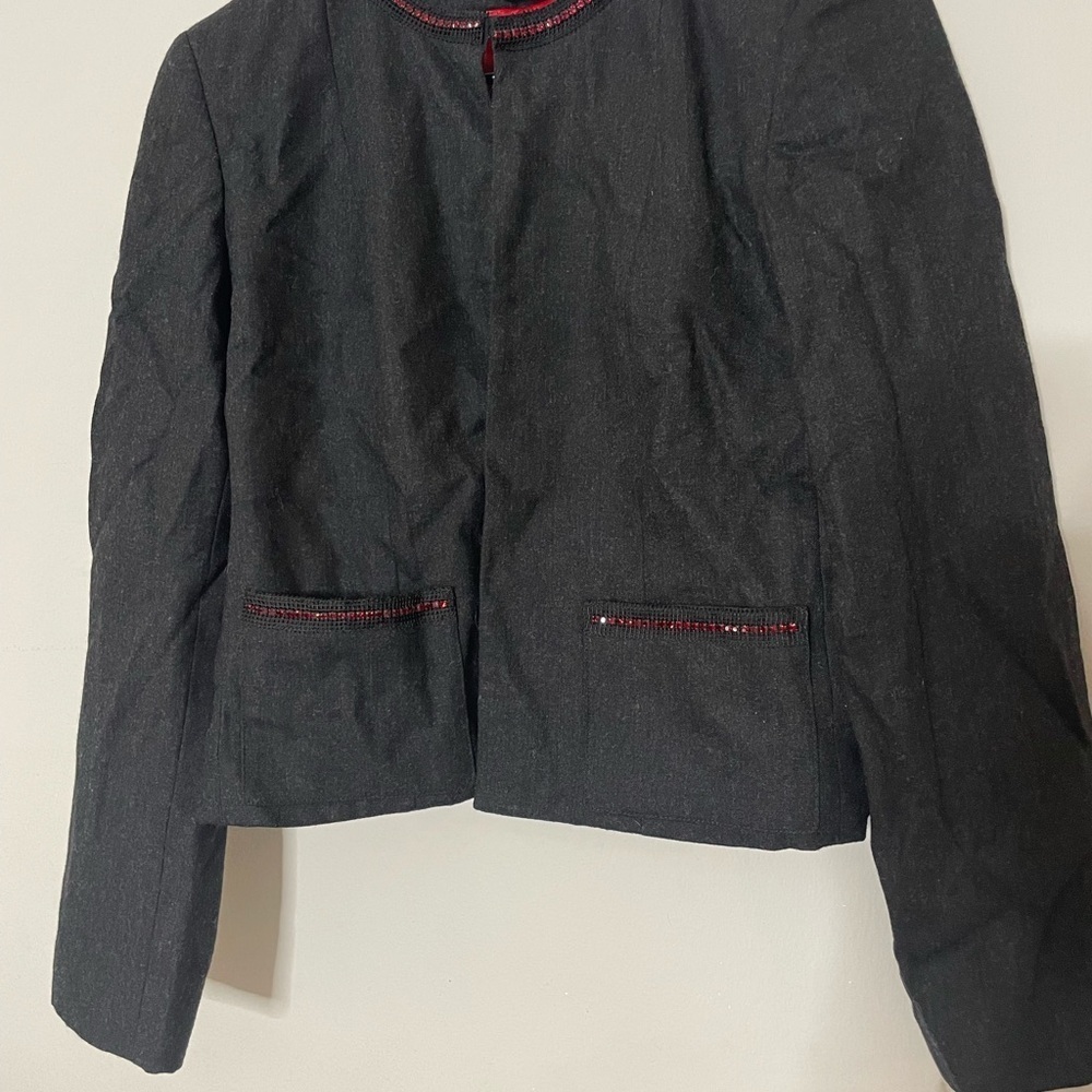 NWT!! Harve’ Benard Evening Black Blazer with Red Accents Size 6 - Picture 1 of 9
